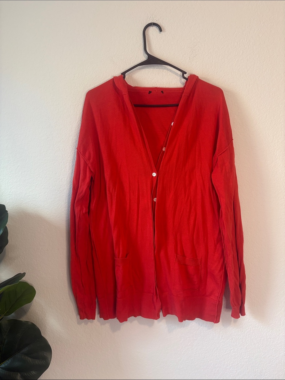 Talbots Red Orange Button-Front Women's Sweater Cardigan with hood